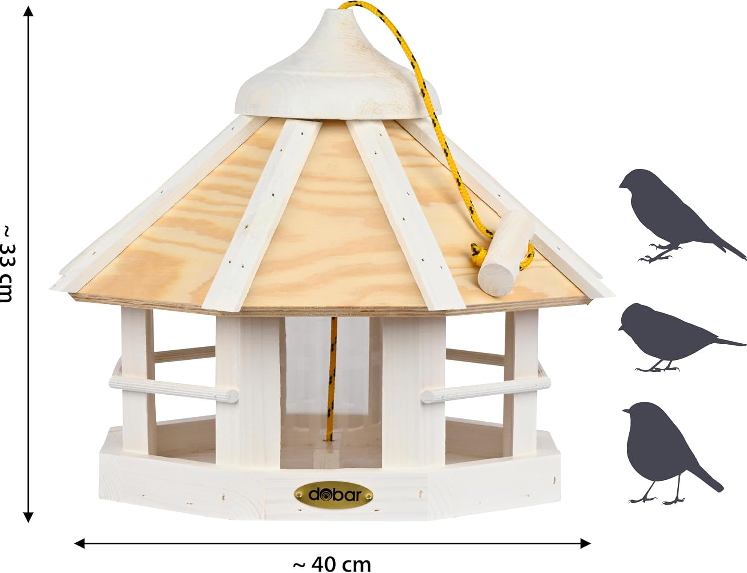 dobar Vogelhaus Schneeflocke 8-Eck hängend mit Futtersilo - Vogelfutterhaus aus Holz  Weiß
