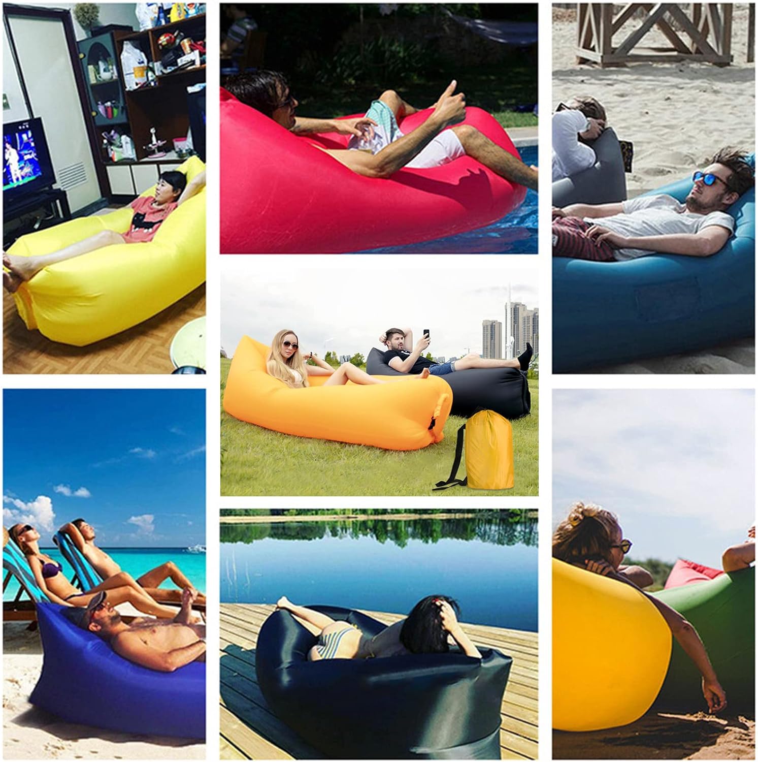 DERJLY Aufblasbares Luftsofa Luftsofa mit Tragetasche, Tragbares Wasserdichtes Aufblasbare, Air Lounger, für Garten Seeufer Strand Camping und Musikfestivals