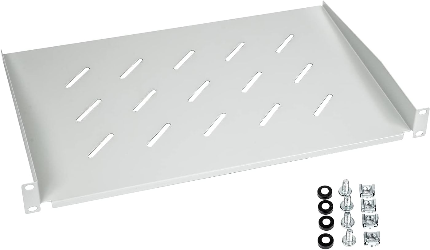 HMF Fachboden für Serverschrank 19 Zoll 1 HE grau 300mm