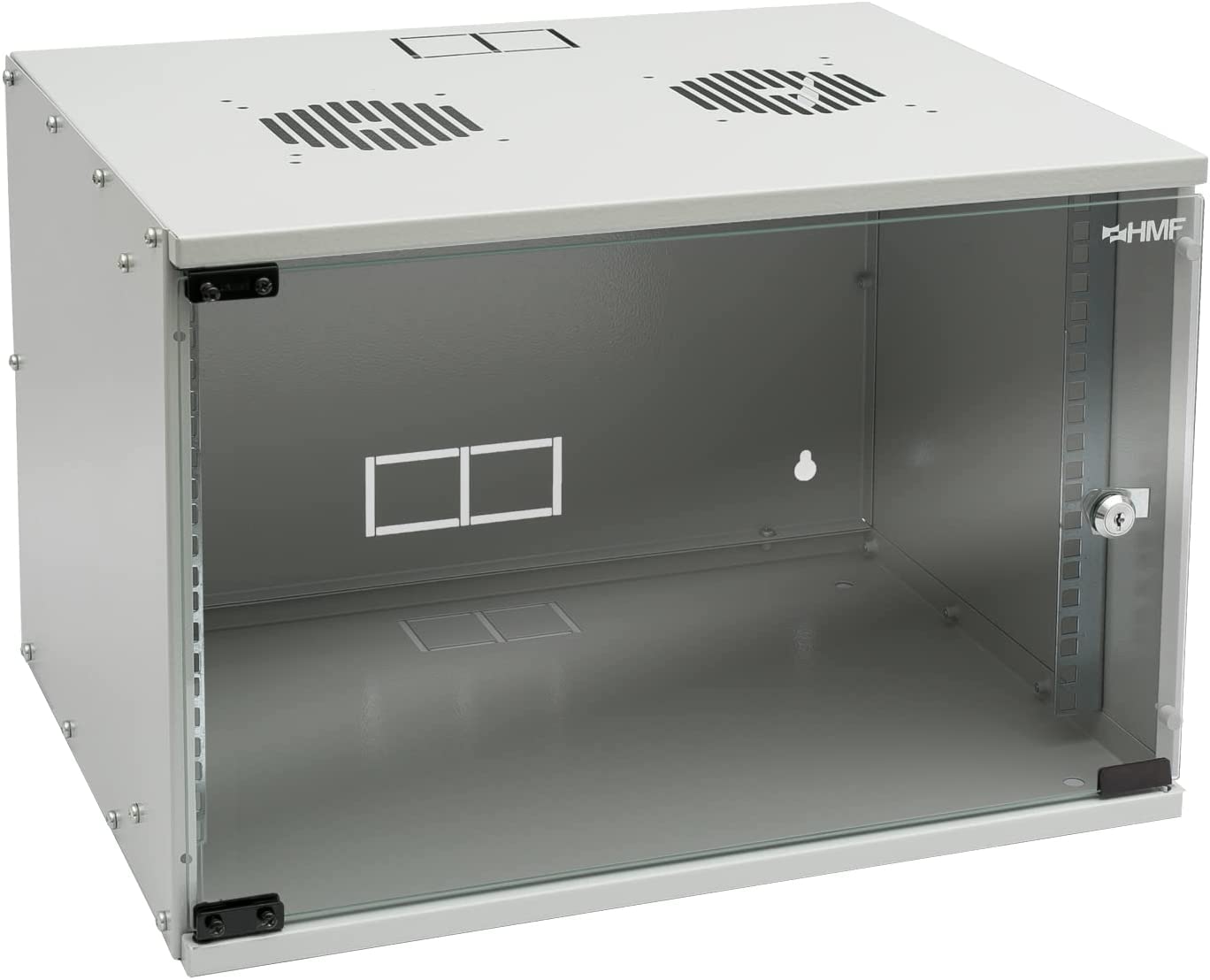 HMF Netzwerkschrank Serverschrank 19 Zoll 7 HE grau