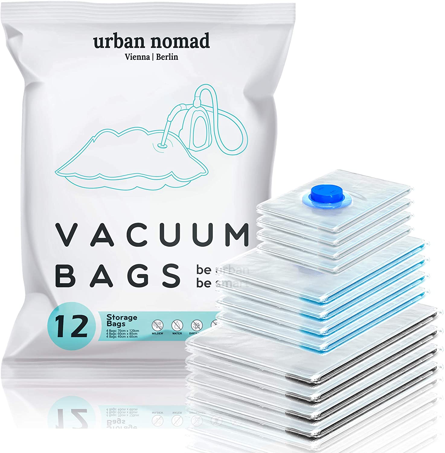 Vakuumbeutel Kleidung 12er Set 3 Größen Kleiderbeutel Aufbewahrungsbeutel Vakuumtüten Kompressionsbeutell