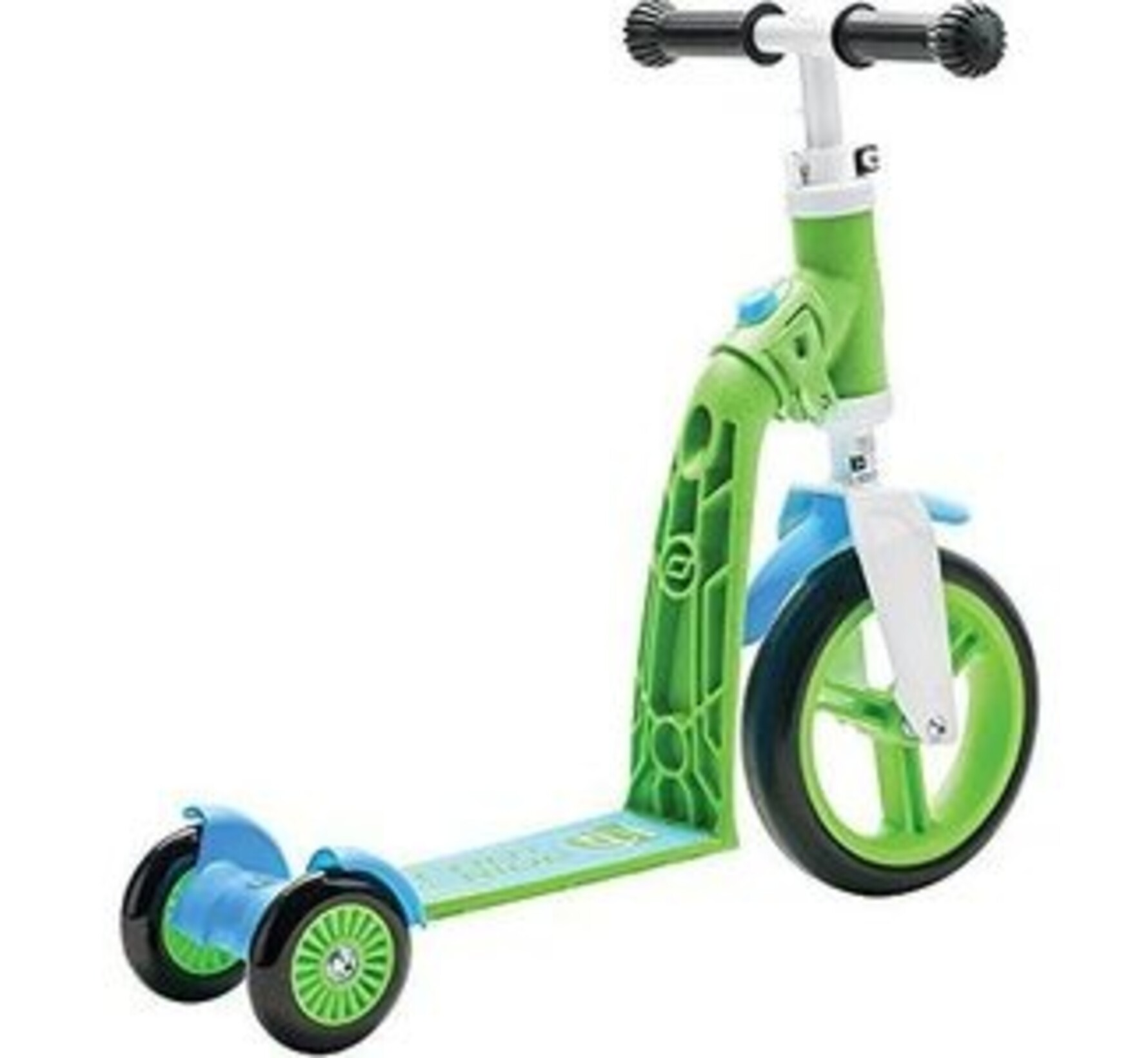 Kinderroller, Dreiradroller, grün-blau, drei Räder, Lenkergriffe