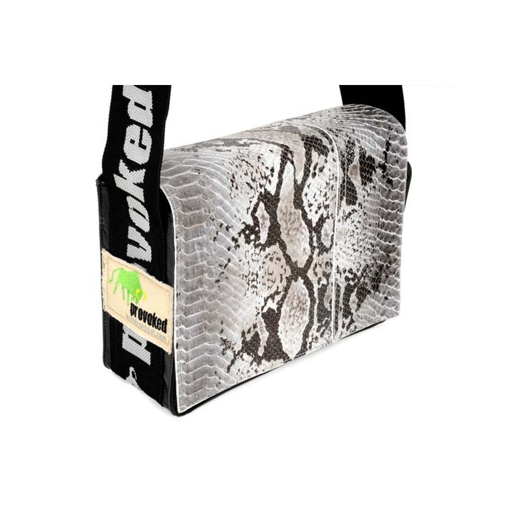 Schultertasche, Snake-Print, Ledertasche, Schwarz-Weiß, Gurtband