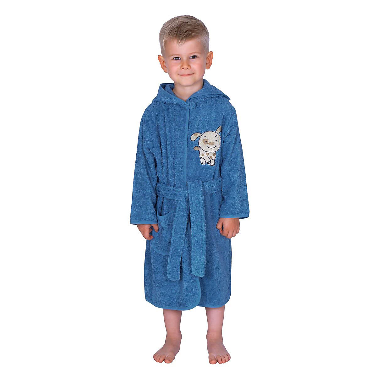 Wörner Südfrottier Hund rauchblau Kinder-Bademantel Bio (98/104)