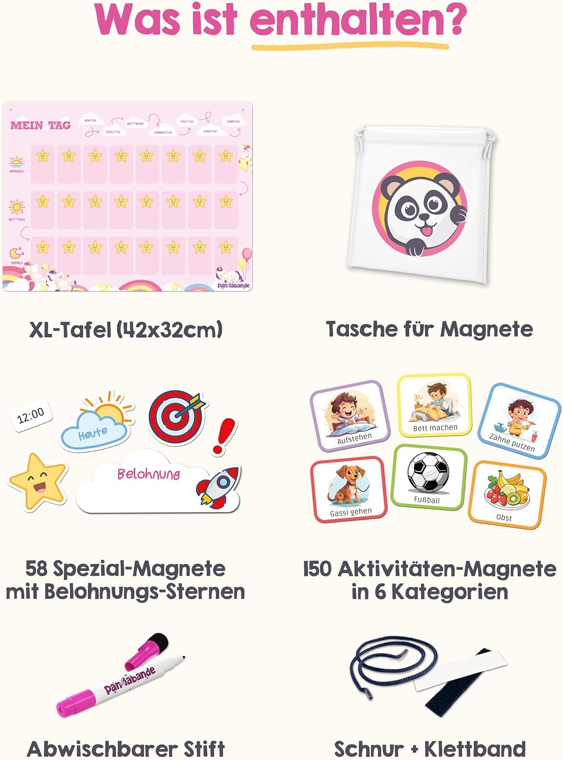 Tafel, Magnet, Sticker, Kunststoff, Panda