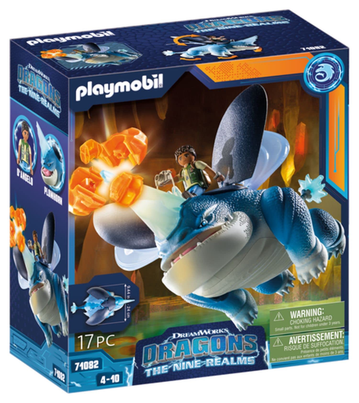 PLAYMOBIL DreamWorks Dragons 71082 Dragons: The Nine Realms - Plowhorn & D'Angelo, Dragons-Figur und Spielzeug-Drache mit Hörnern, Spielzeug für Kinder ab 4 Jahren