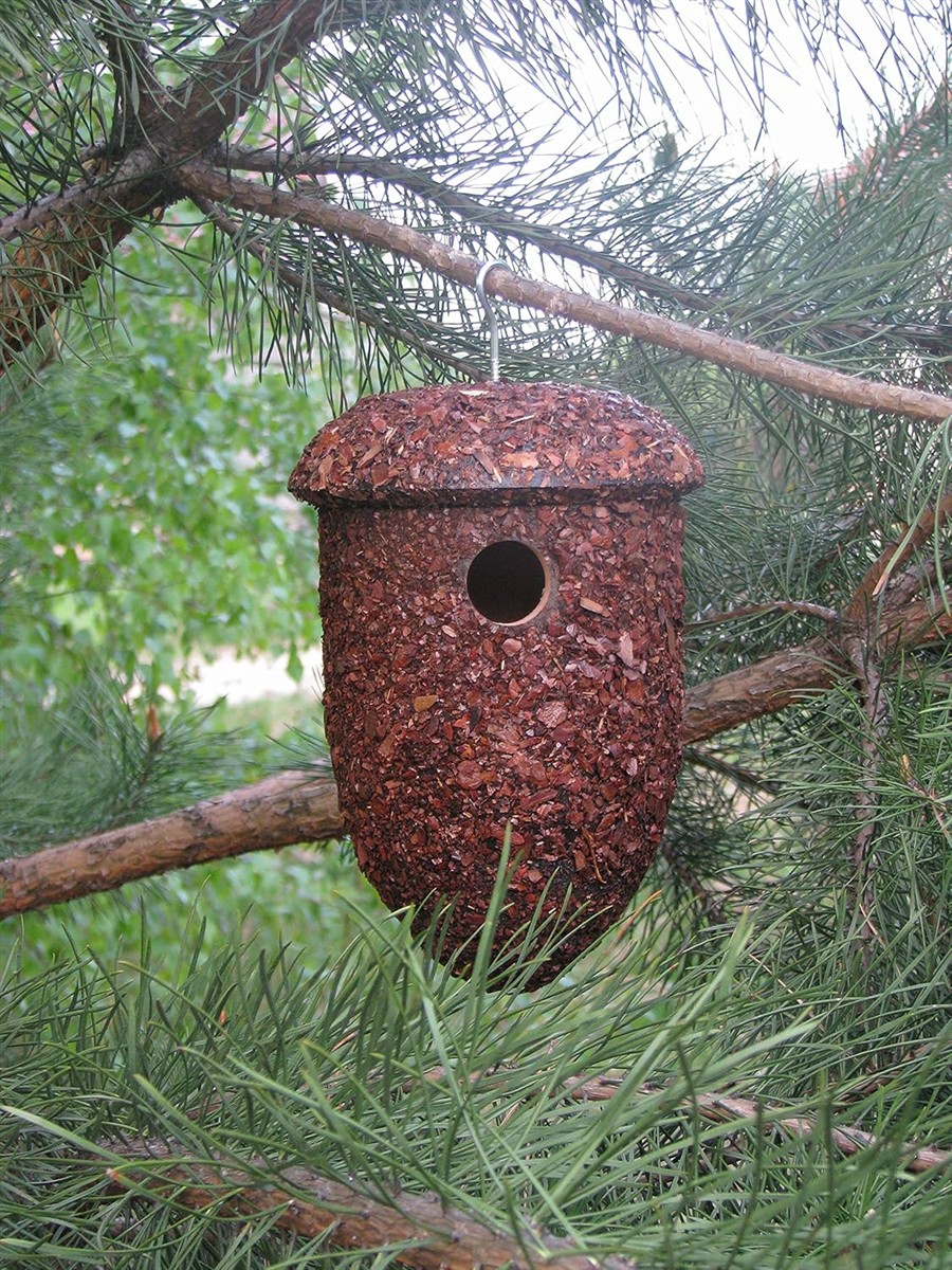 Vogelnestkasten, Vogelhaus, Korb-Vogelnest, Körbchen aus Holzspänen, Hängendes Vogelhaus