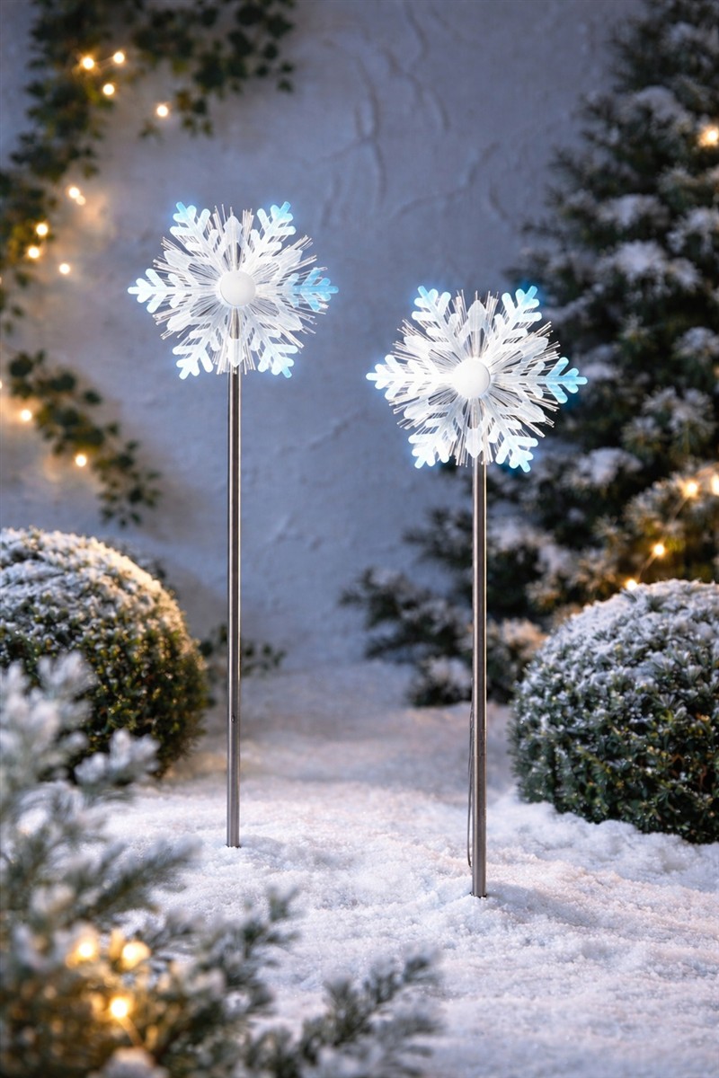 LED-Stecker Schneeflocke 2er Set mit Timer