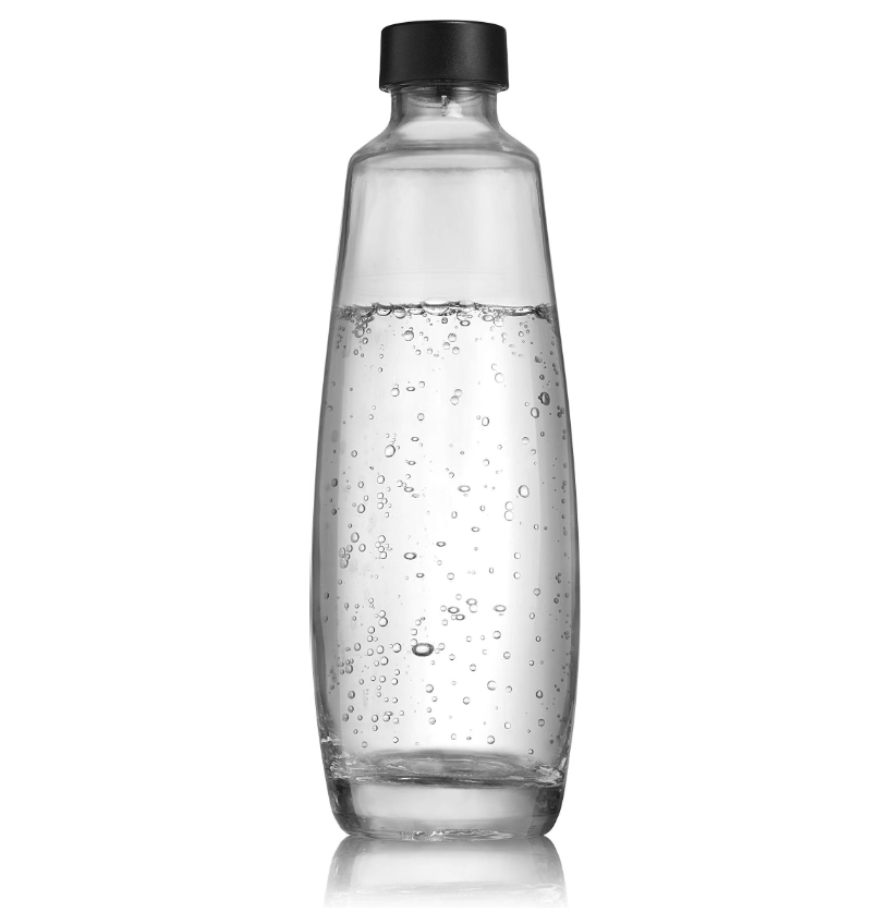 Glasflasche, Sprudelwasser, Kunststoffflasche, Kappe, Transparent