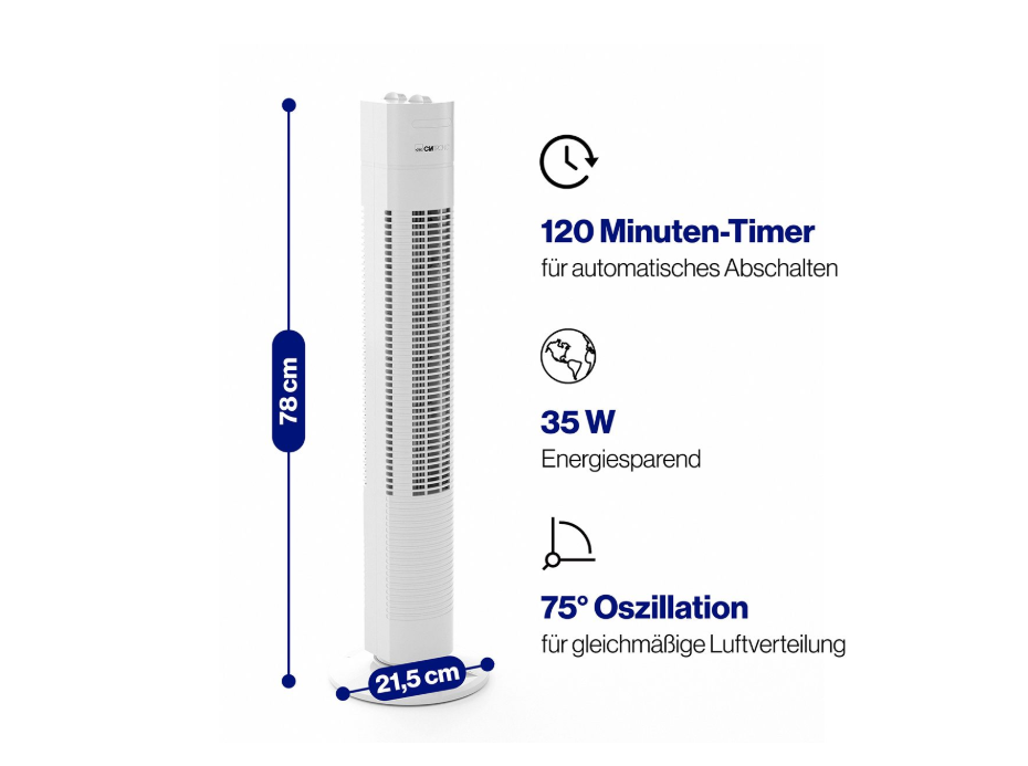 Clatronic Tower-Ventilator TVL 3770 weiß