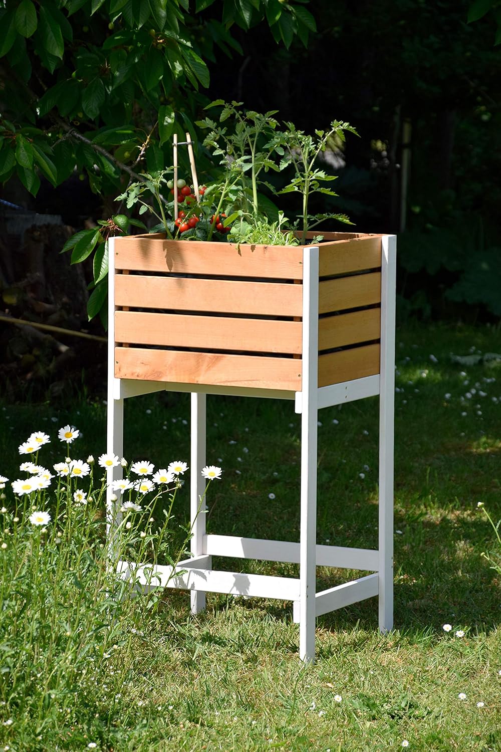 dobar Balkon Hochbeet Massivholz Schmales Kräuterbeet Salatbeet für Balkon Platzsparendes Hochbeet für Garten/Terrasse/Balkon 49 x 42 x 90 cm Braun