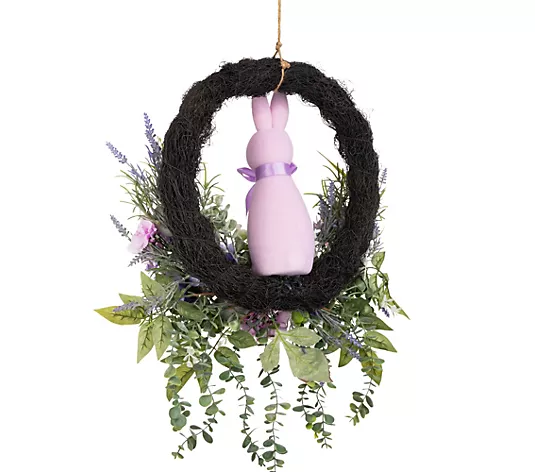 hängende deko, Blumenkranz, Osterhase, rosa Hase, künstliches Grünzeug
