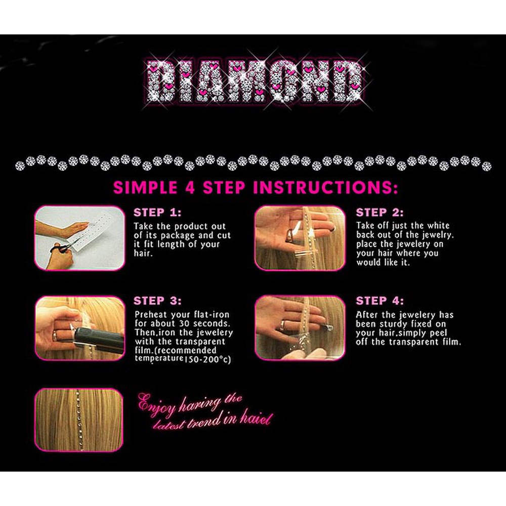 HAAR-DIAMANTEN, Set mit 36 selbstklebenden Strass Steinen (4 mm)