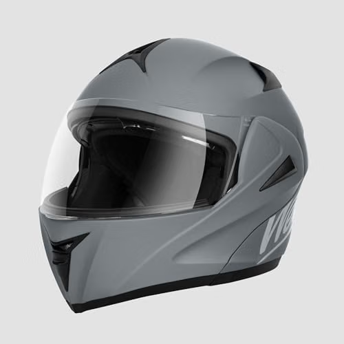 Motorradhelm, Integralhelm, Polycarbonat-Schale, Grau, klarvisor