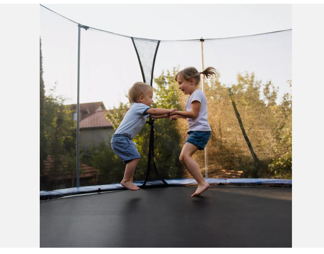 DMS Trampolin Gartentrampolin Kindertrampolin Outdoor Komplettset Leiter 305 cm blau