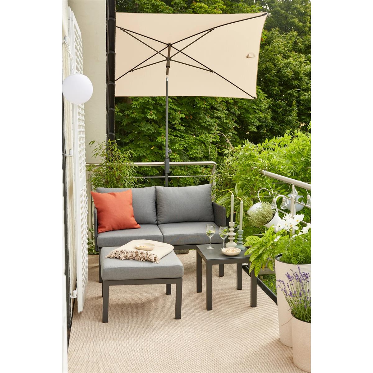 Siena Garden Marktschirm City 140 cm x 210 cm Natur mit Schieber