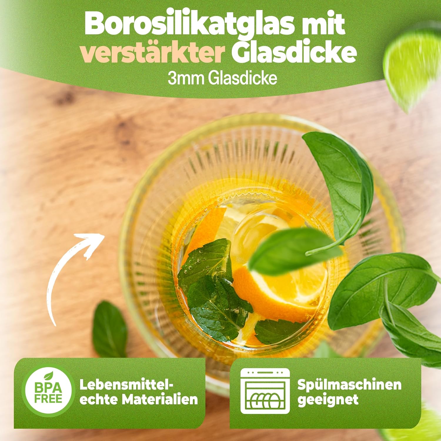 Wasserkaraffe mit Deckel 1,0L Klarglas - Clidor Wasserkrug