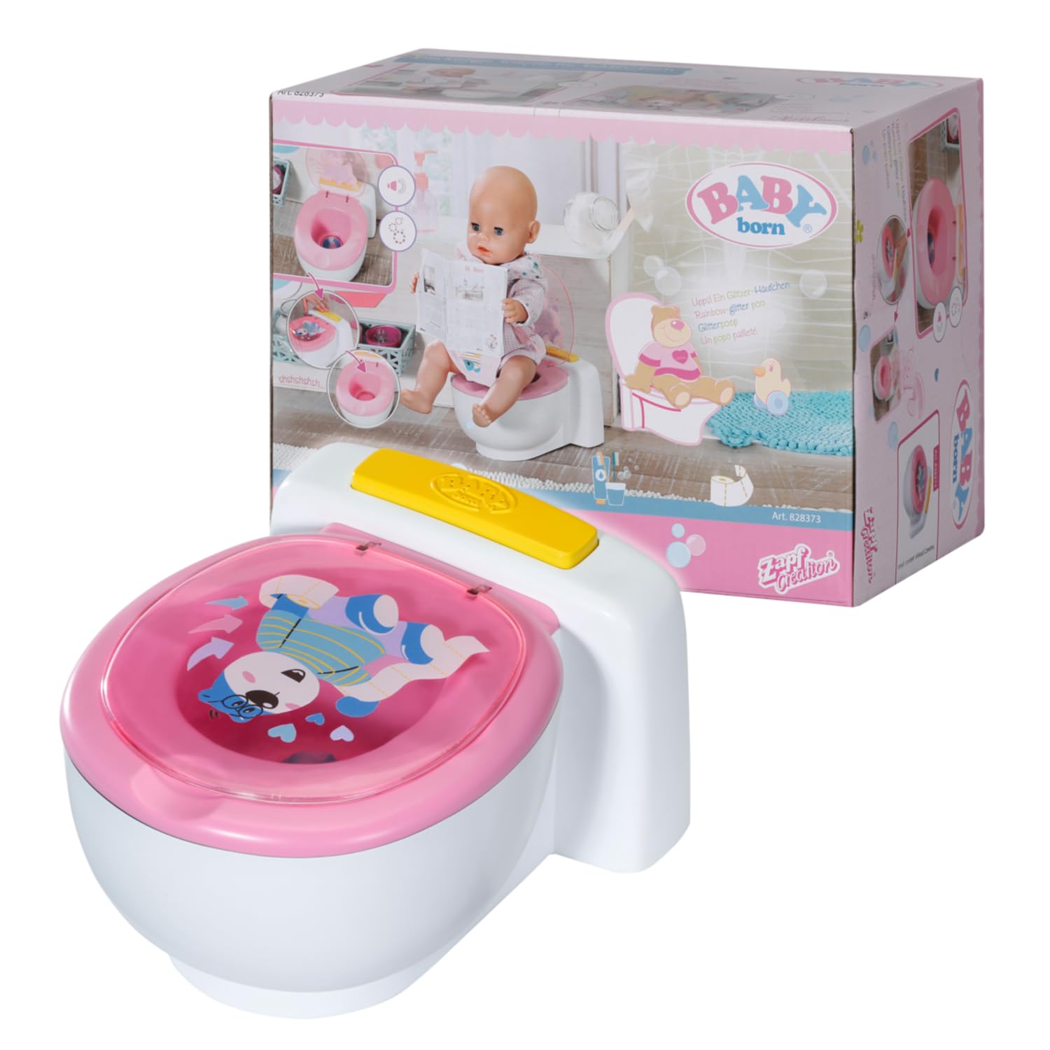 BABY born Toilette für Puppen mit Geräuschfunktion und Häufchen zum wegspülen, 828373 Zapf Creation