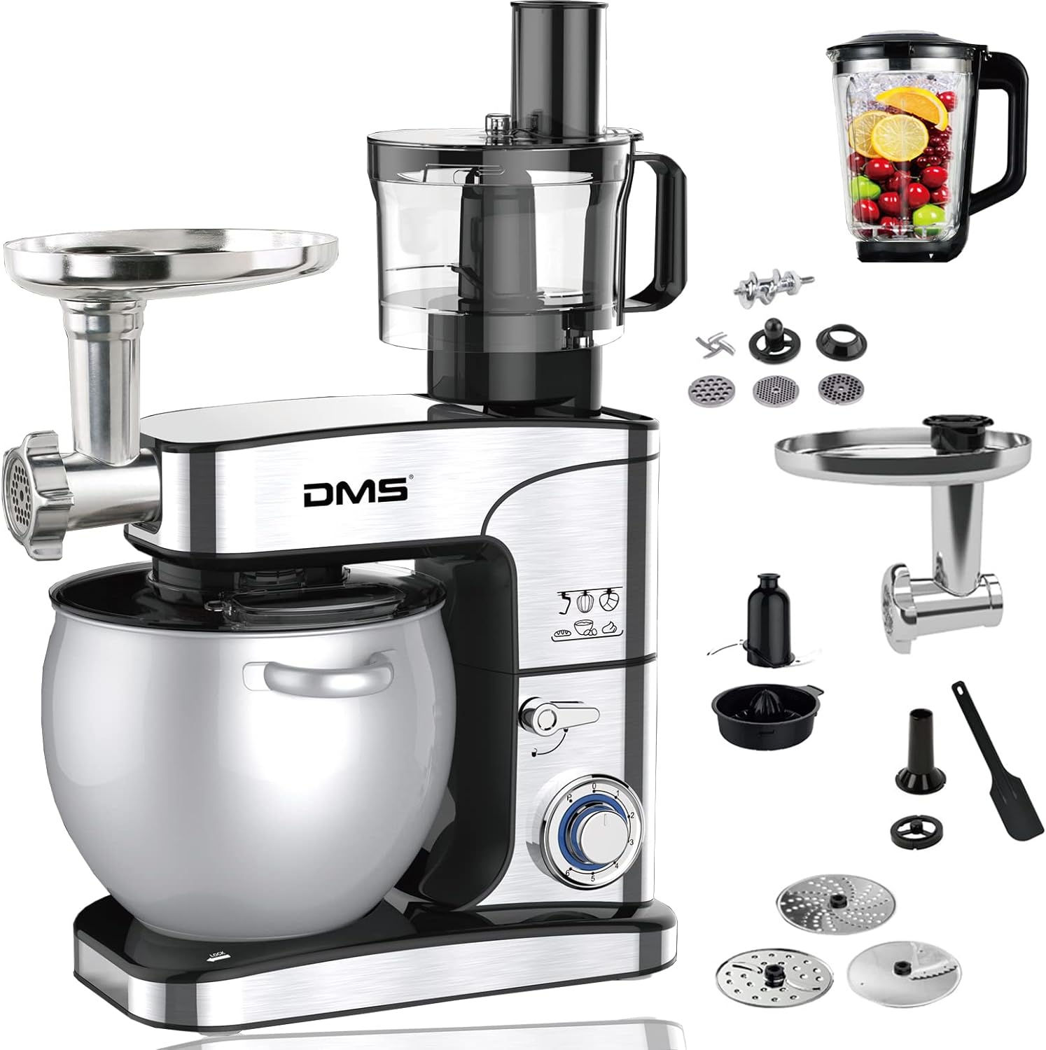 DMS 5in1 Edelstahl Küchenmaschine Rührmaschine 10 Liter Knetmaschine