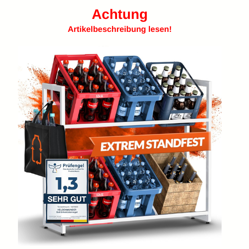 Heldenwunder Getränkekistenregal 6 Kästen Metall Sixpack-Halter weiss #B201