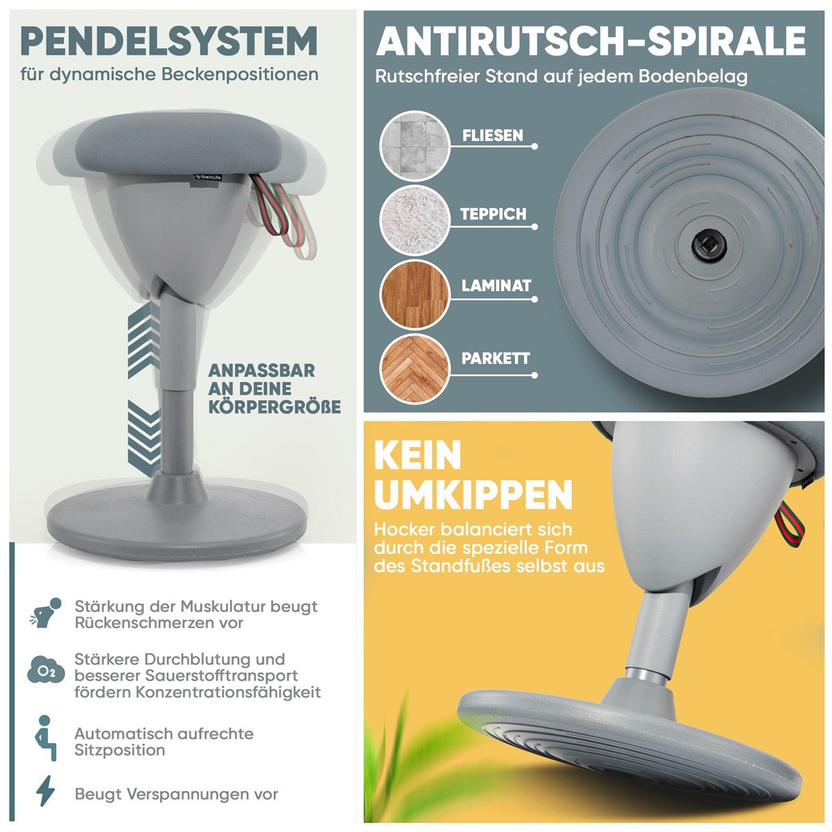 Sitzstuhl, Podest, Rückenlehnenstütze, Stellpult, Verstellbare Höhe