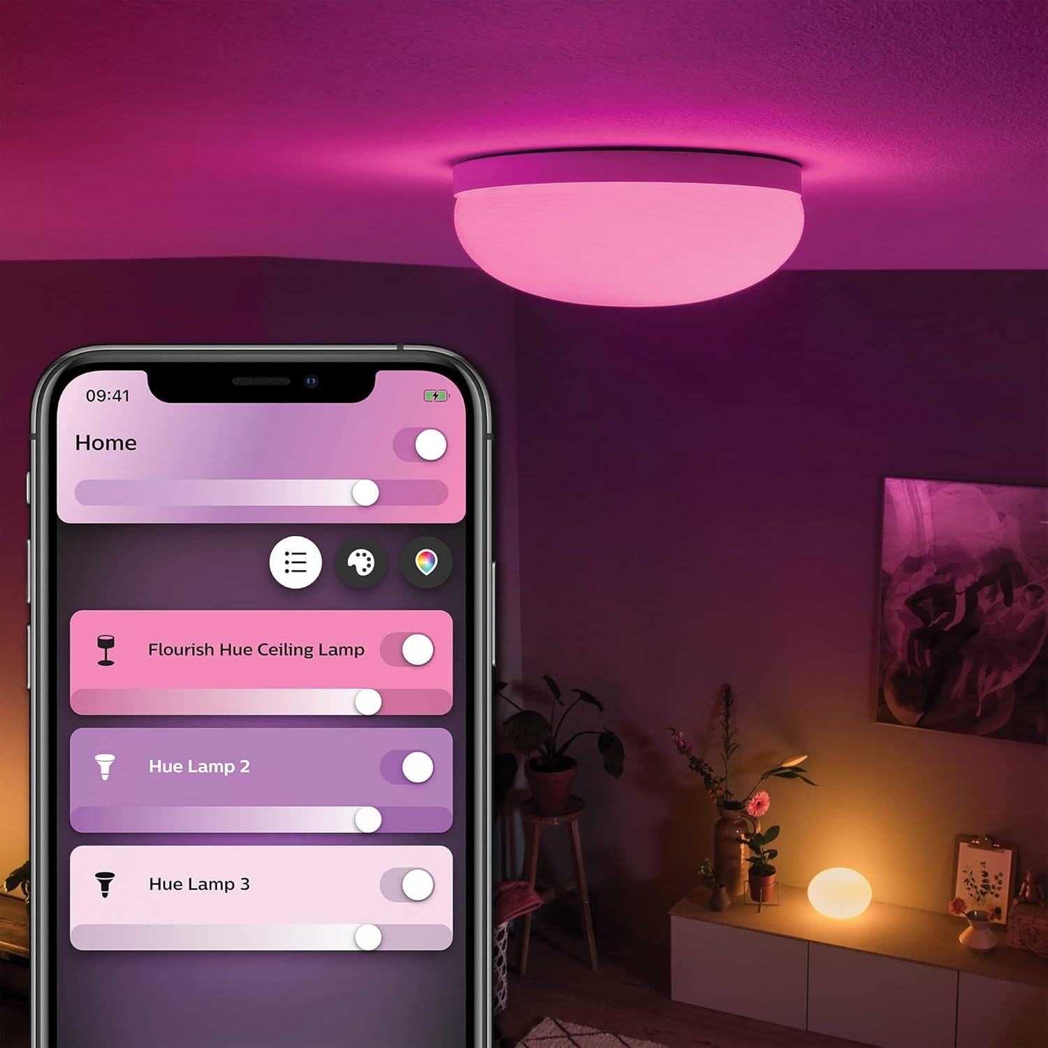 Philips Hue White & Color Ambiance Flourish Deckenleuchte weiß 1940 lm dimmbar