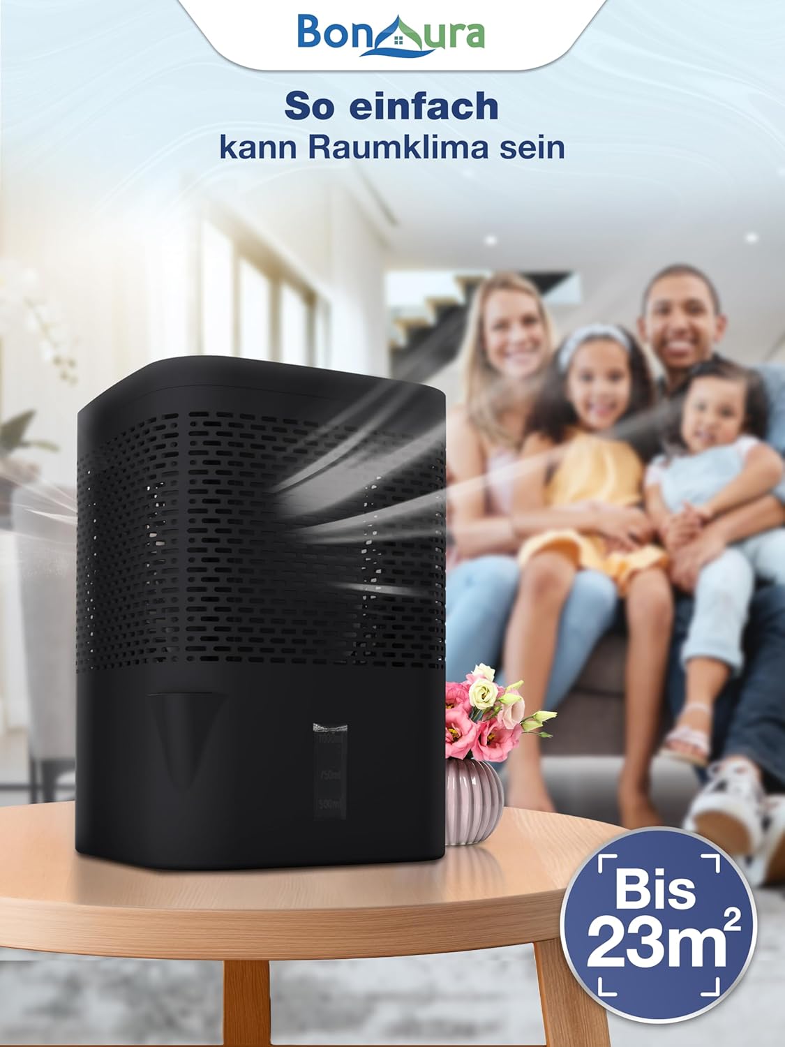 Luftbefeuchter, Raumklima, Schwarz, Kompakt, Perforiert