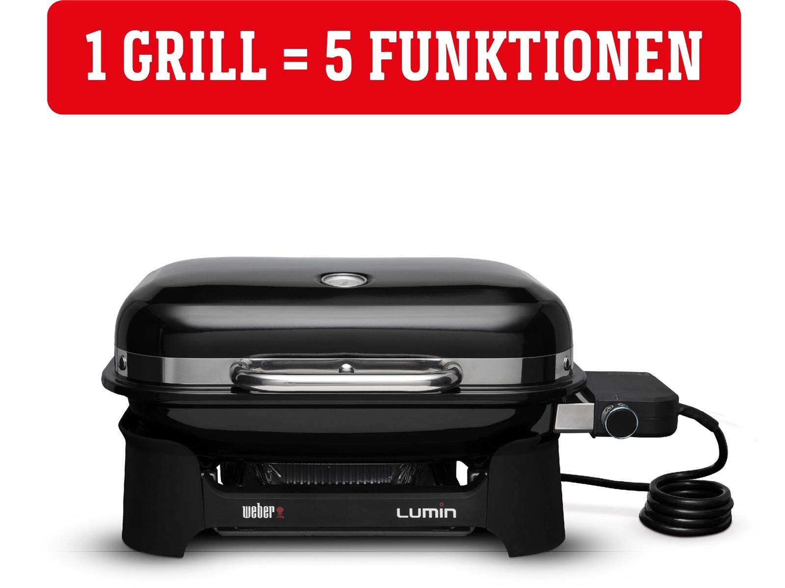 Weber Elektro Tischgrill Lumin Compact Schwarz 2200 W 43 x 28 cm