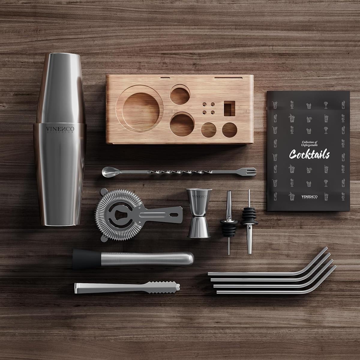Vinenco Cocktail Shaker Set mit Ständer lang