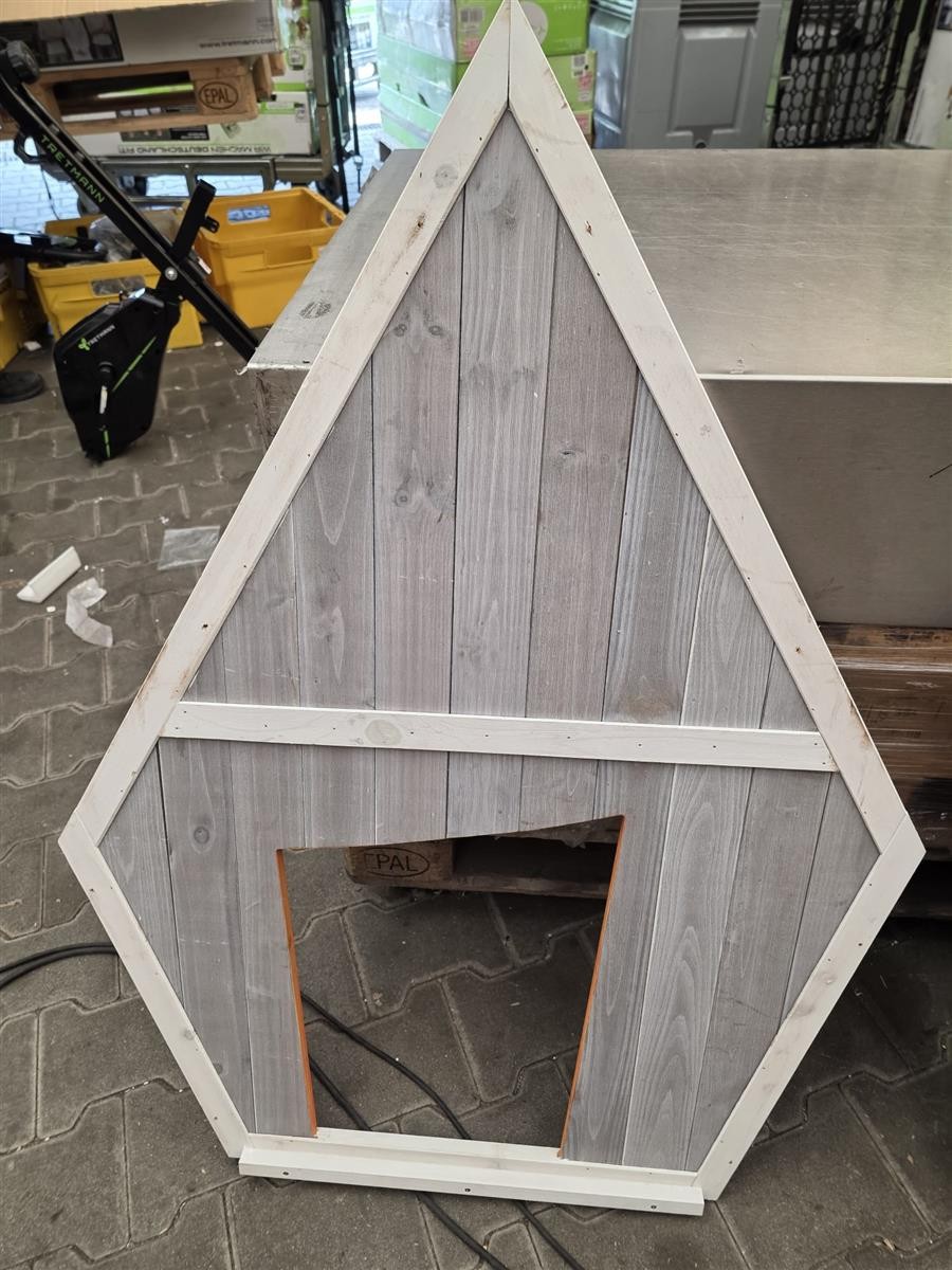 hobby hut, holzhaus, deko-haus, diamond-form, graue paneele