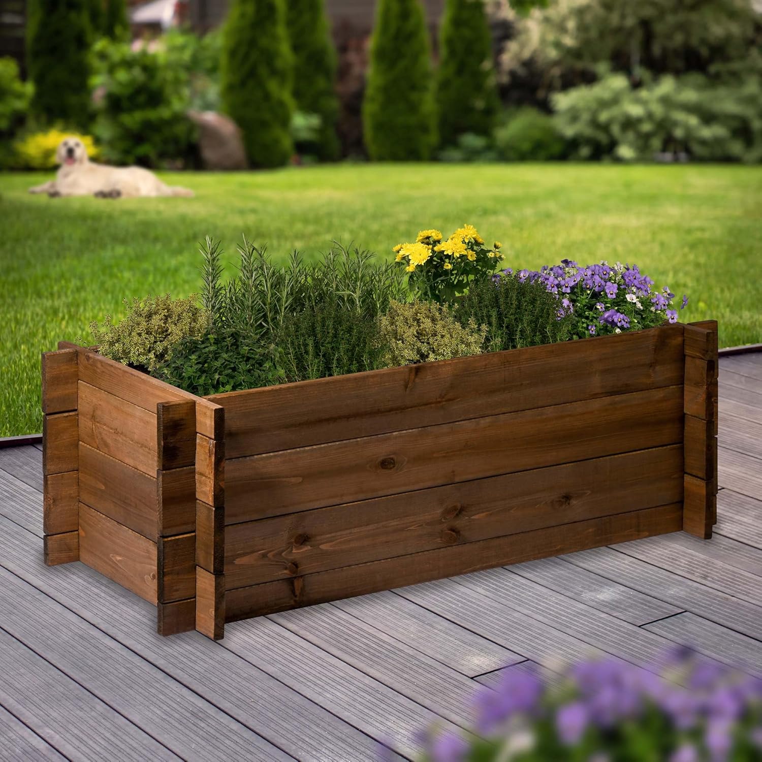 Dobar Hochbeet Massivholz Stecksystem Gr. L Pflanzkasten Blumenkasten Beet #DH81