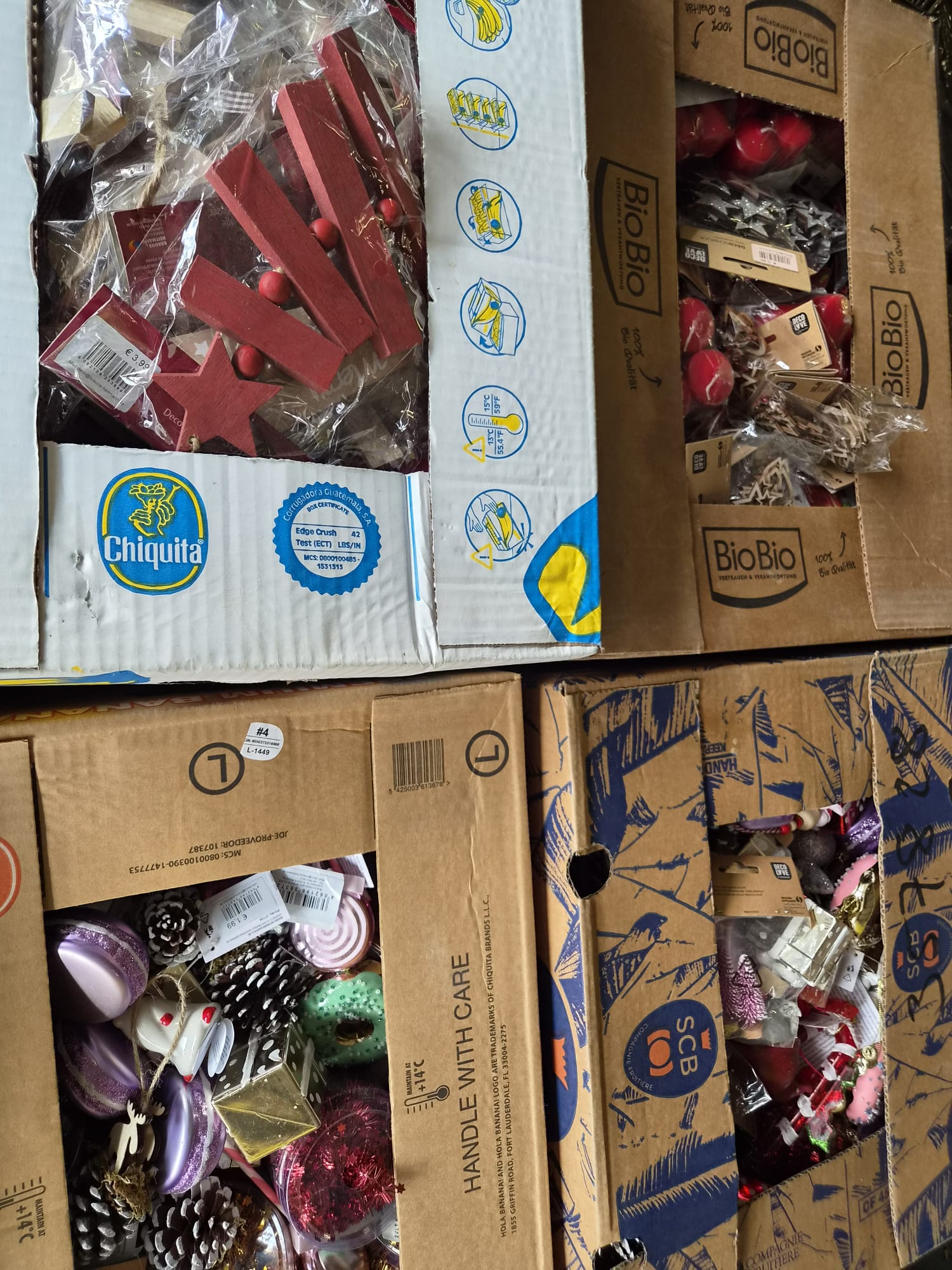 kartonboxen, weihnachtsdeko, plastikverpackung, bio-bio, handelspackung