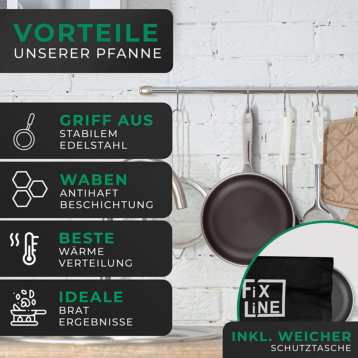 Fixline Premium Bratpfanne Ø20cm Wabendesign