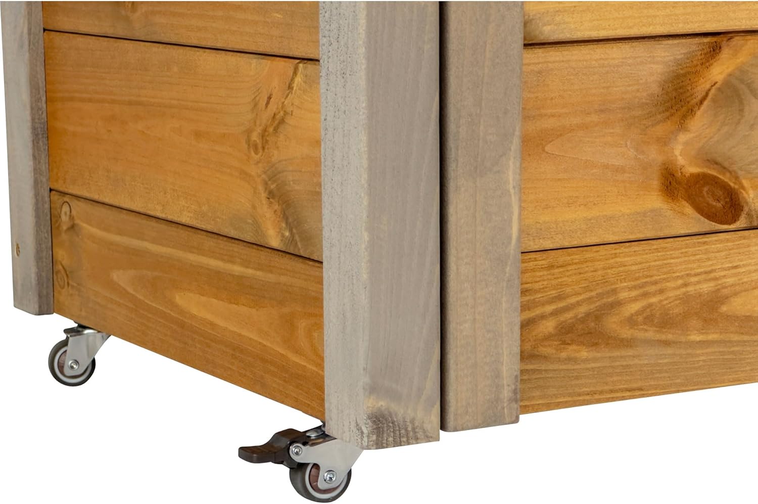 dobar Green Label Rollbares Hochbeet mit Staufach inkl. Schafswolle Gr. M - 60 x 40 x 62 cm - Grau-Braun