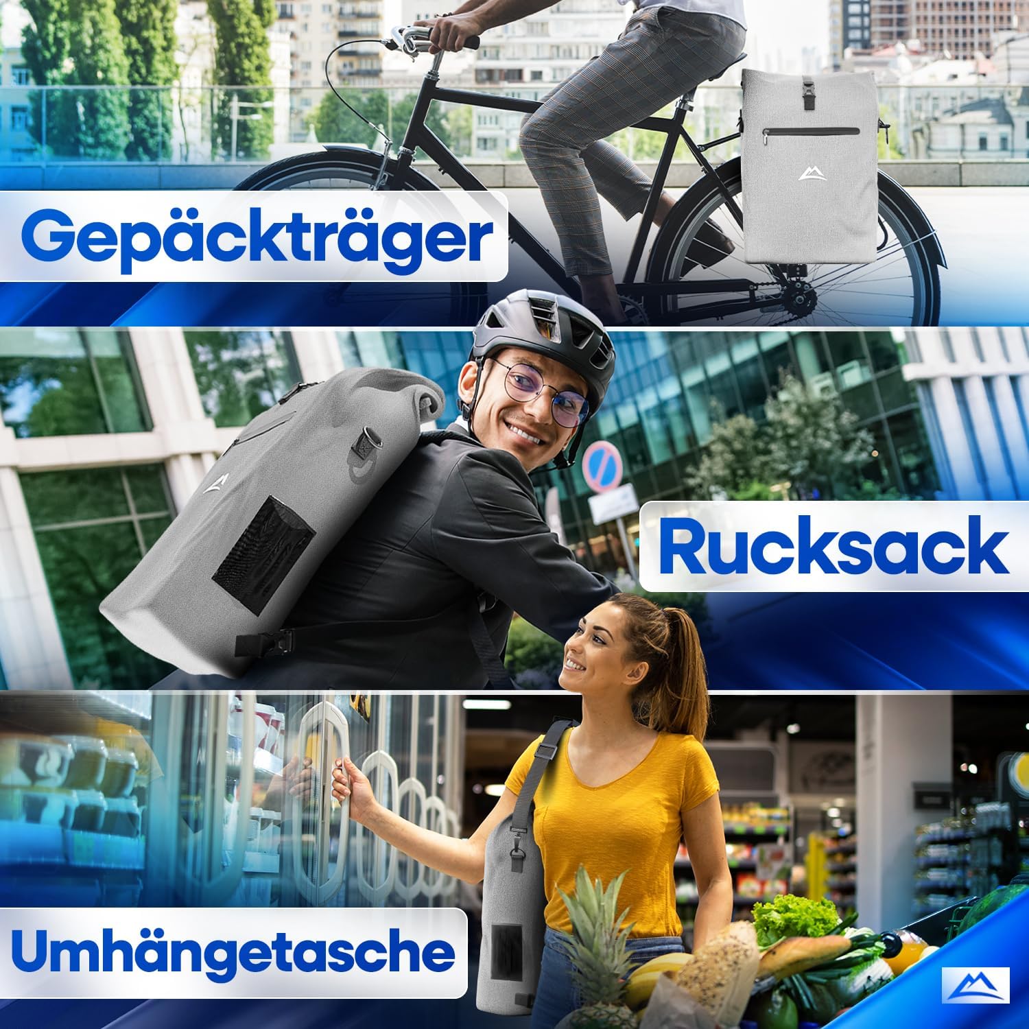 Nextcover NEU 3in1 Fahrradtasche für Gepäckträger PVC frei - Gepäckträgertasche, Fahrradtasche Rucksack und Umhängetasche 25L I Fahrrad Tasche wasserdicht Fahrradtaschen Gepäckträger