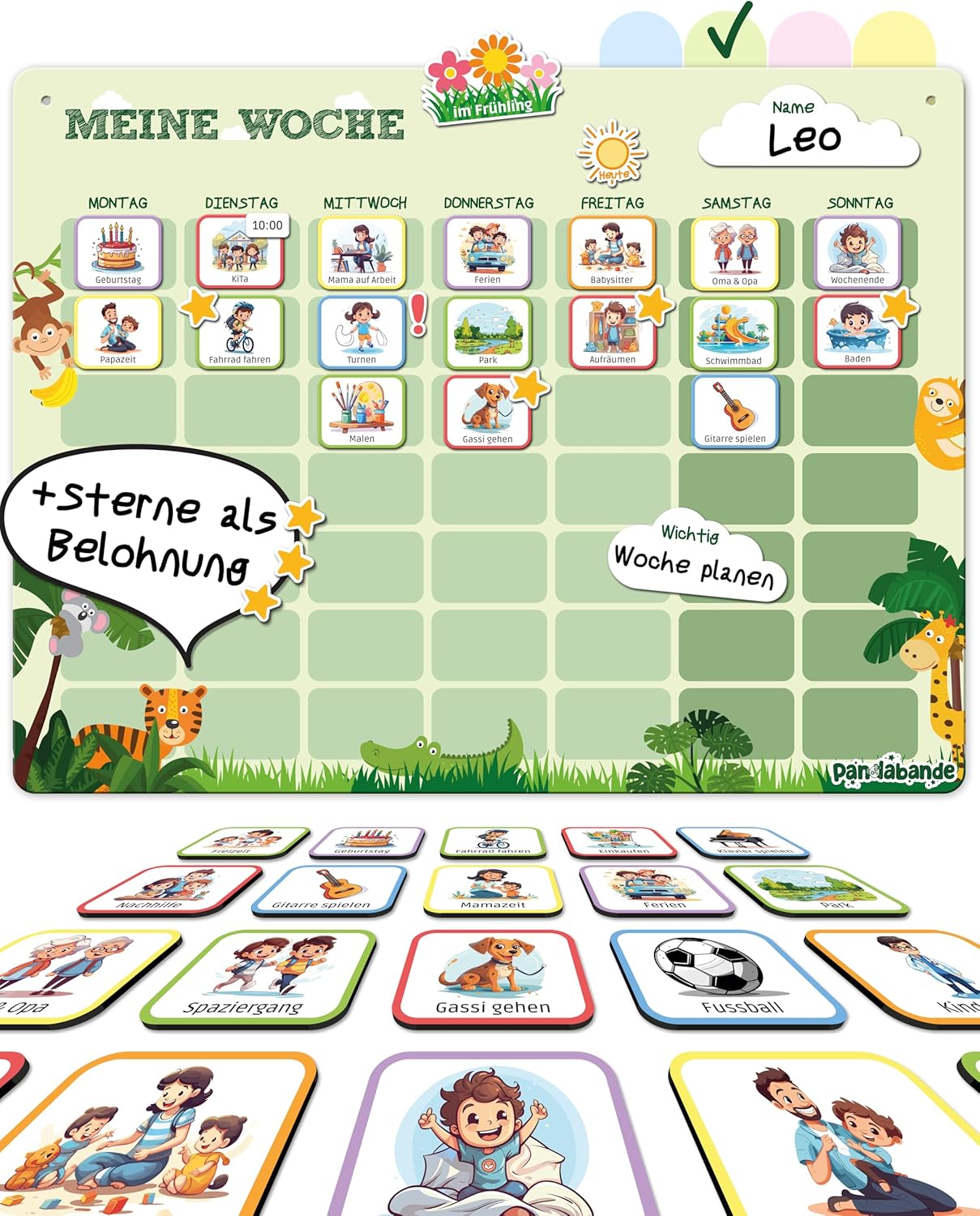 Brettspiel, Aktivitätsplan, Wochendiagramm, KinderBelohnung, Sterne Belohnung