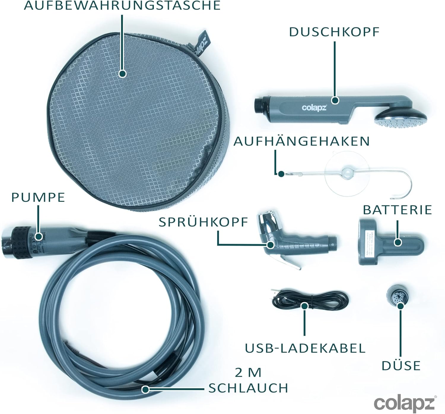 Wiederaufladbare Campingdusche mit Akku Outdoordusche