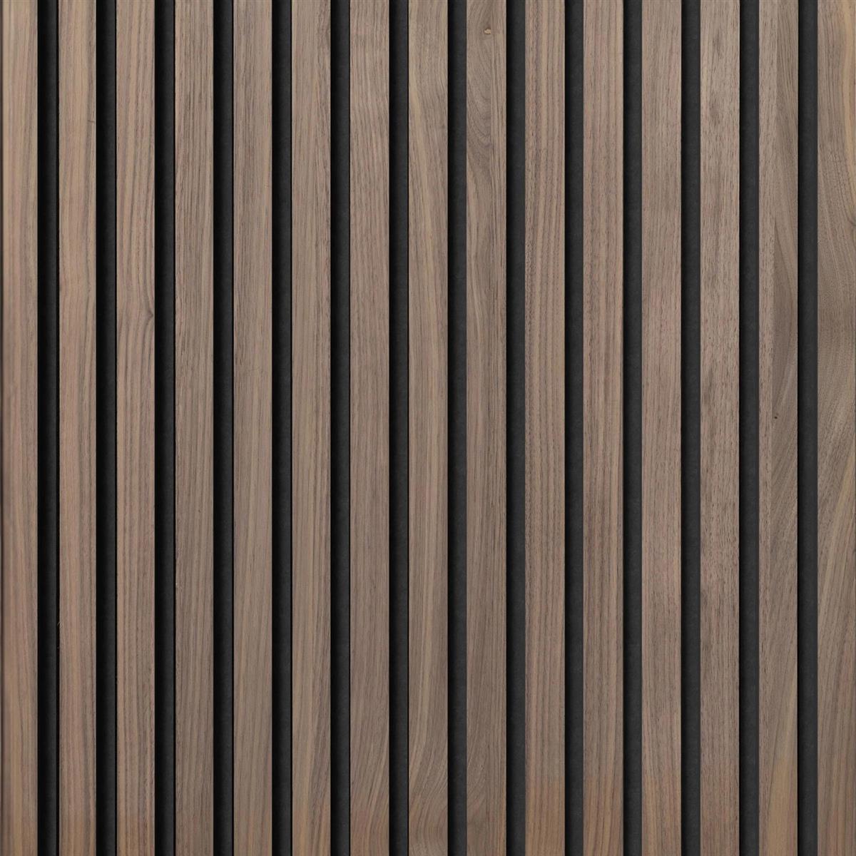 Akustikpaneel Wandverkleidung Walnuss MDF Schw. Akustikfilz Schwarz 60 cm 2 St.