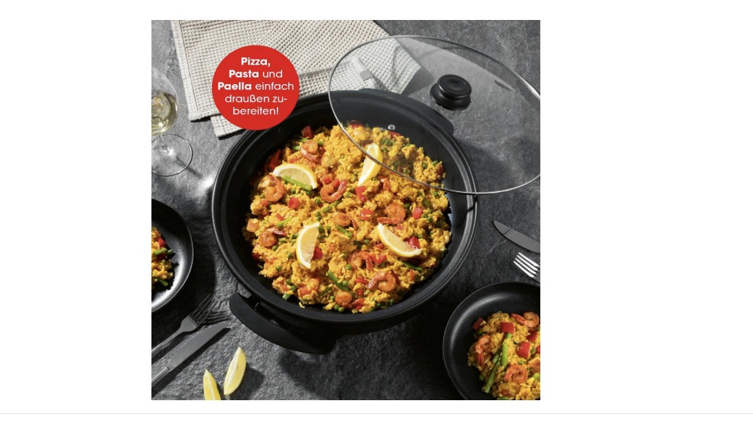 GOURMETmaxx Party-Pfanne elektrisch 1500W schwarz mit Deckel