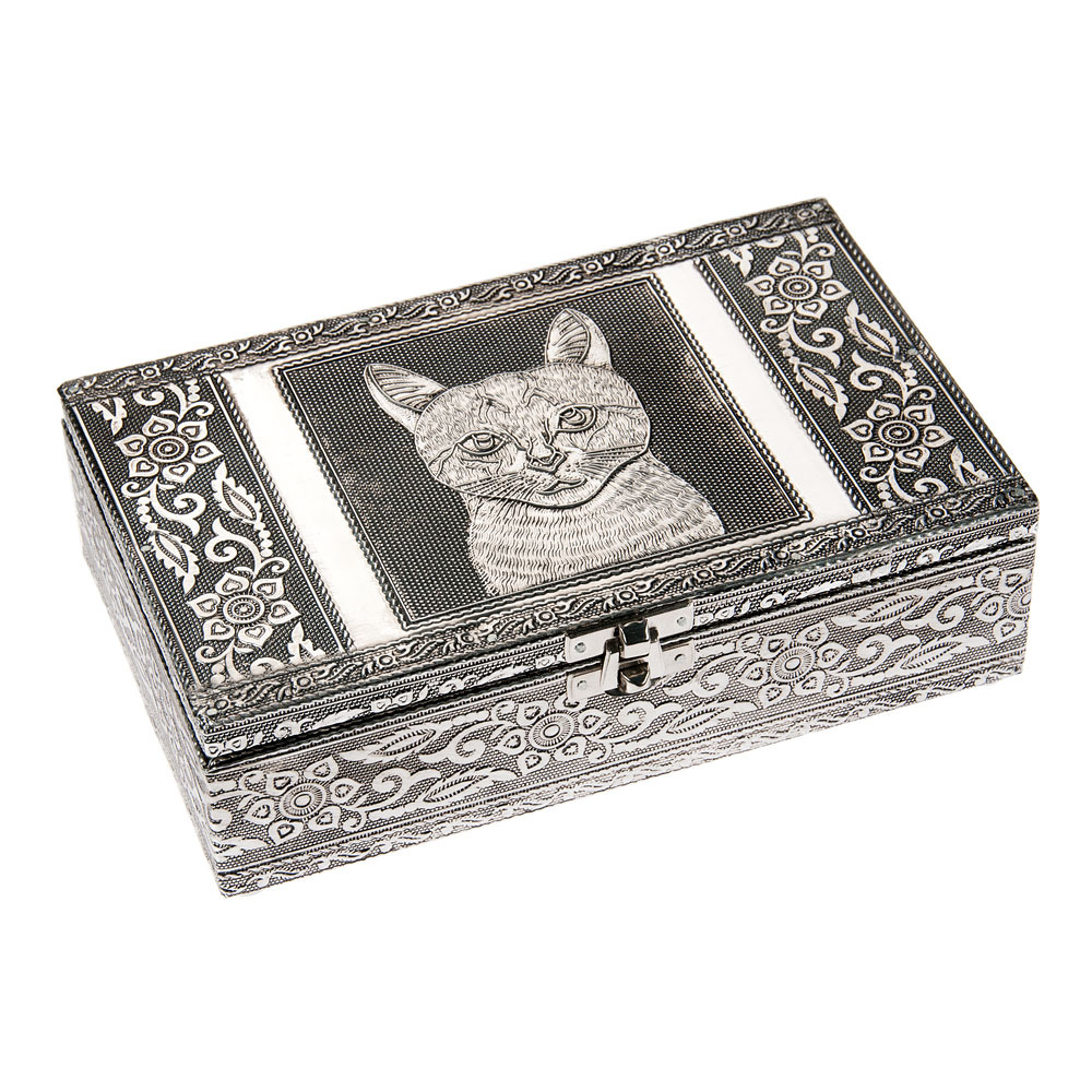 Schmuckbox aus Aluminium, verschiedene Designs, 20 x 12 x 6 cm