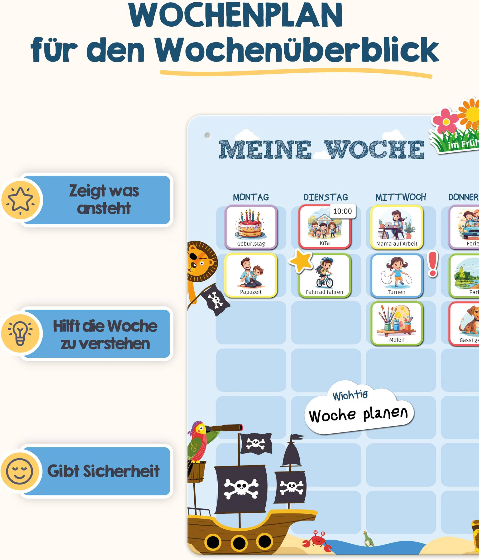 Wochenplan, Woche, Kalendar, Kinder, Planer