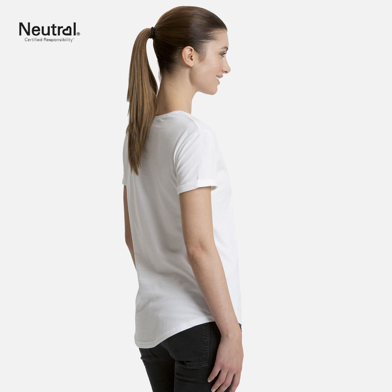 Damen-T-Shirt, weiß, Kurzarm, Rundhalsausschnitt, einfarbig