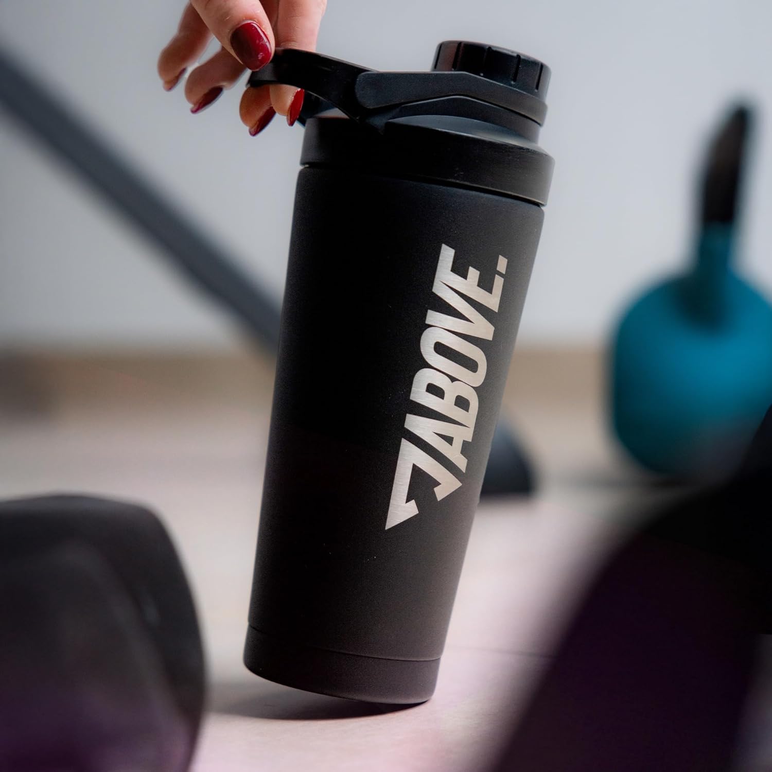 ABOVE Protein Shaker Edelstahl 750ml Eiweißshake Getränke schwarz