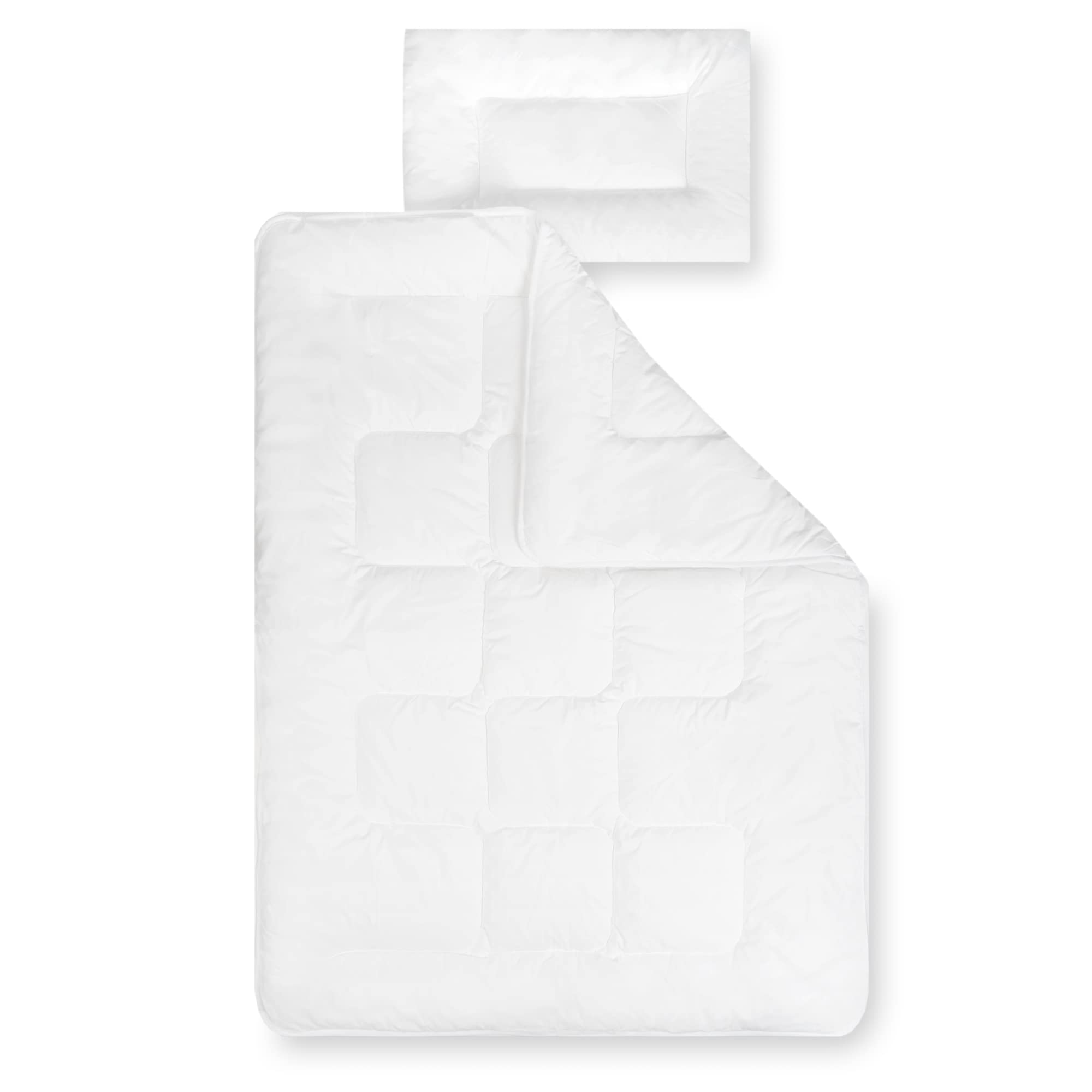 Julius Zöllner 4133130000 Kindersteppbett-Set Basic, Decke mit Kissen, Standard 100 by OEKO-TEX, Größe 100x135 + 40x60 cm, Weiß