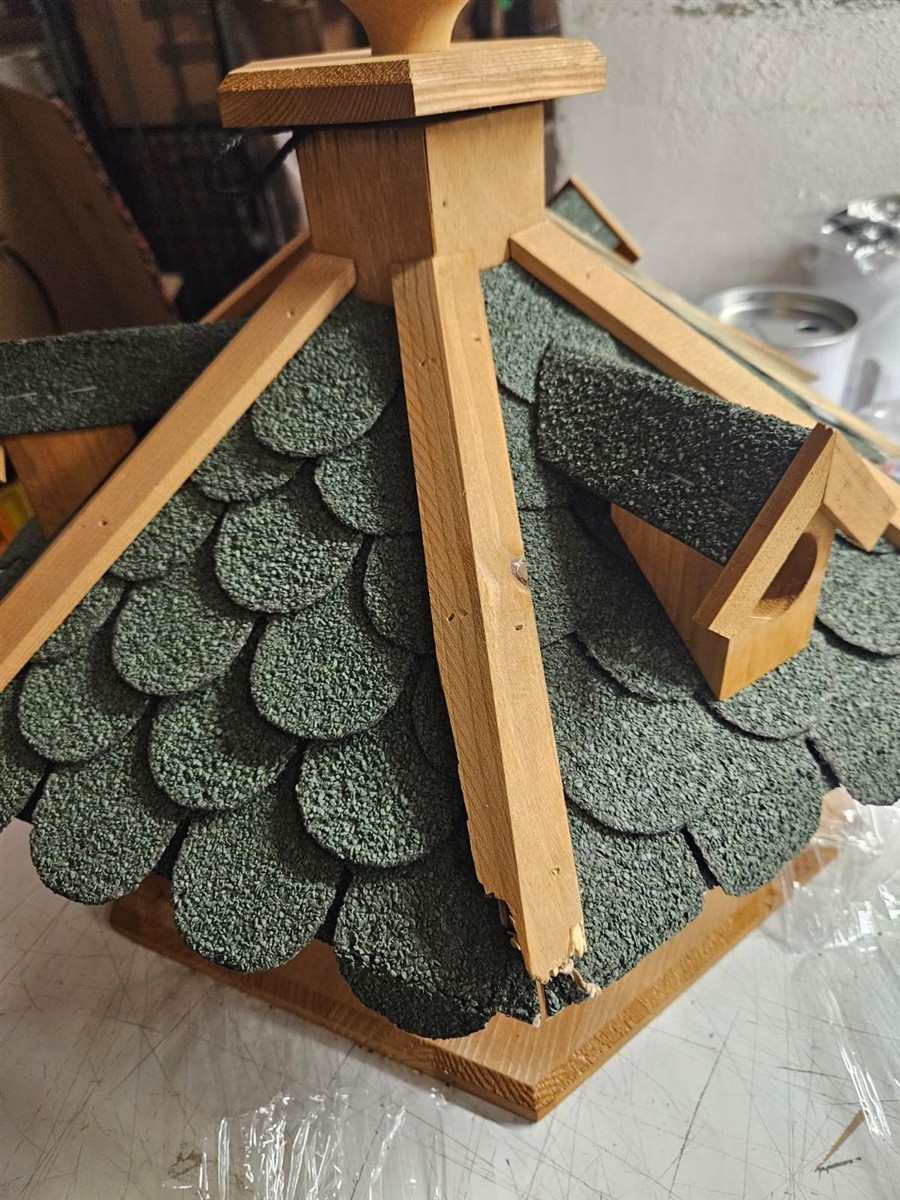 Dachschindeln, Schindeln, Grüne Schindeln, Holzstruktur, Vogelhaus-Dach