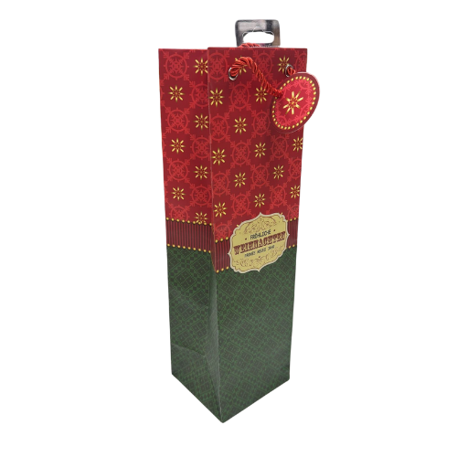Flaschentüte rot/grün Fröhliche Weihnachten Papiertüte Geschenkverpackung