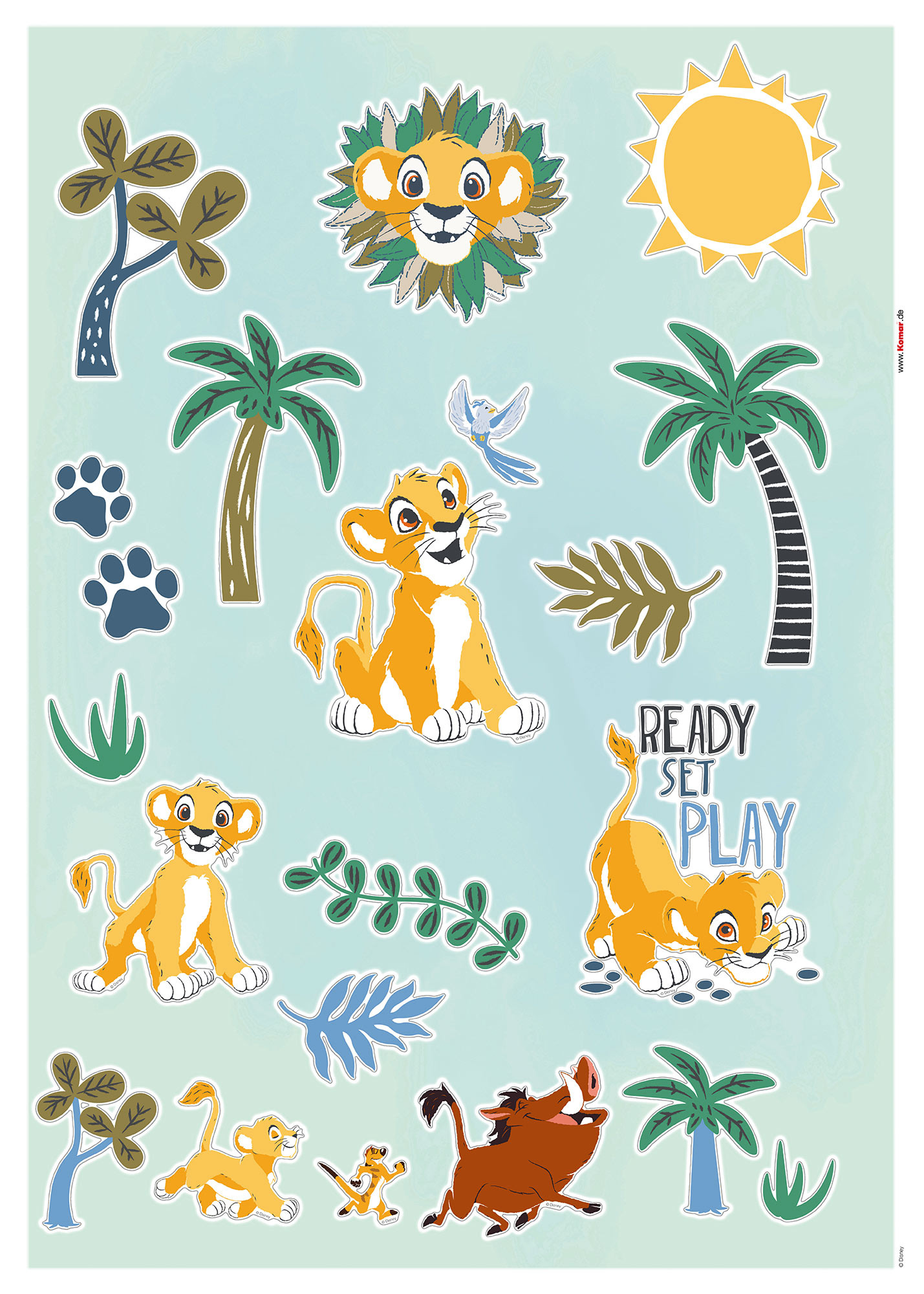 Komar Disney Deco-Sticker THE LION KING FARAWAY OASIS | 50 x 70 cm | 19 Teile | Wandtattoo Kinderzimmer