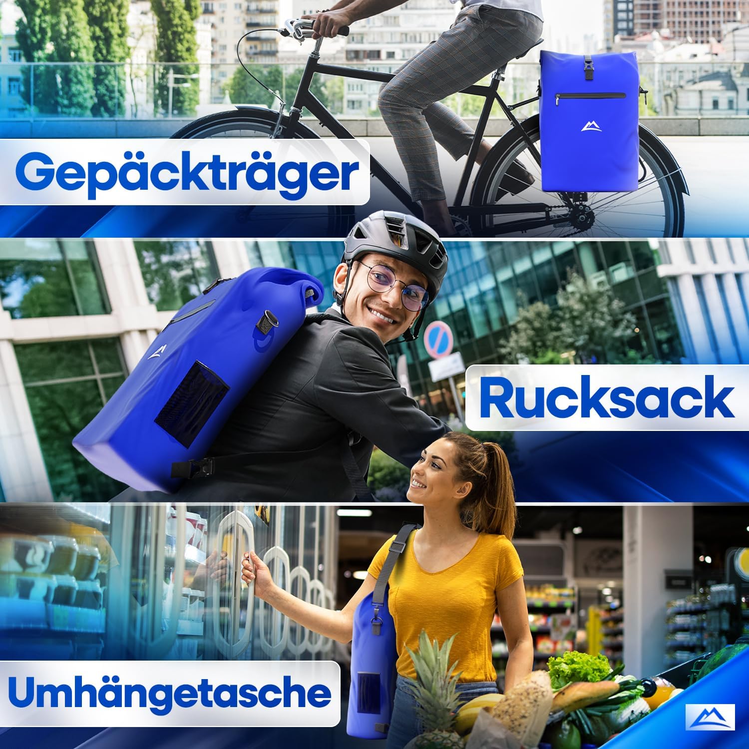 Nextcover NEU 3in1 Fahrradtasche für Gepäckträger PVC frei - Gepäckträgertasche, Fahrradtasche Rucksack und Umhängetasche 25L I Fahrrad Tasche wasserdicht Fahrradtaschen Gepäckträger