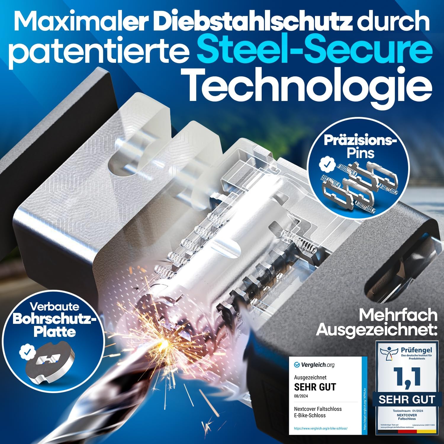 NEXTCOVER Faltschloss Fahrrad FoldOne Fahrradschloss