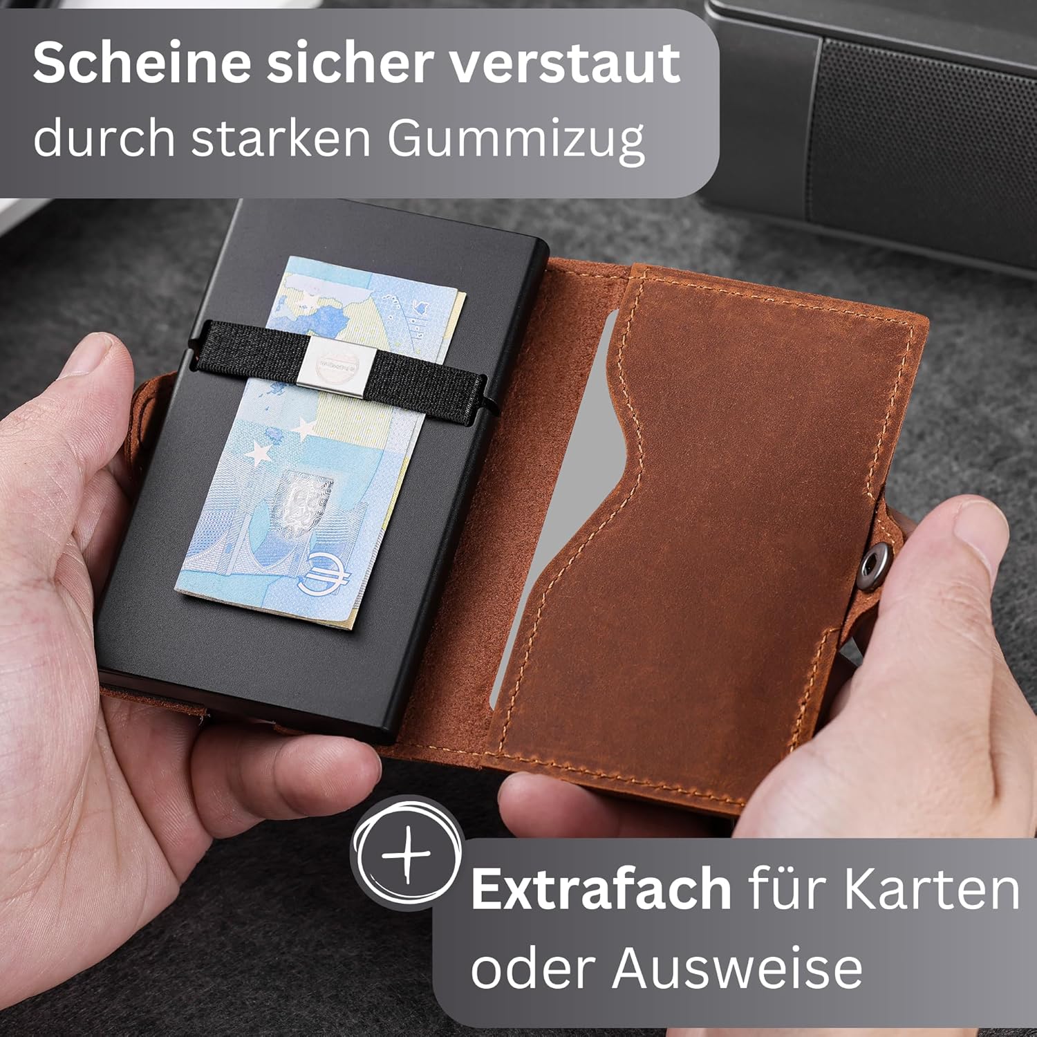 Wolkenstein Slim Wallet mit Münzfach Portmonee Kartenetui Geldbörse braun